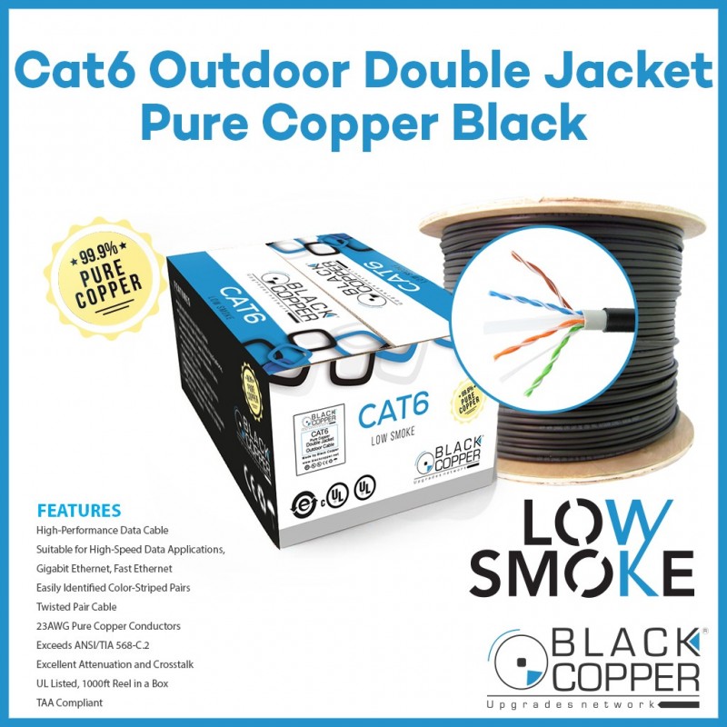 black copper cat 6 double jacket pure copper