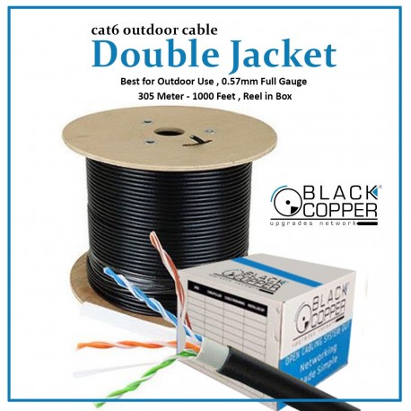 black copper cat6 double jacket outdoor cable